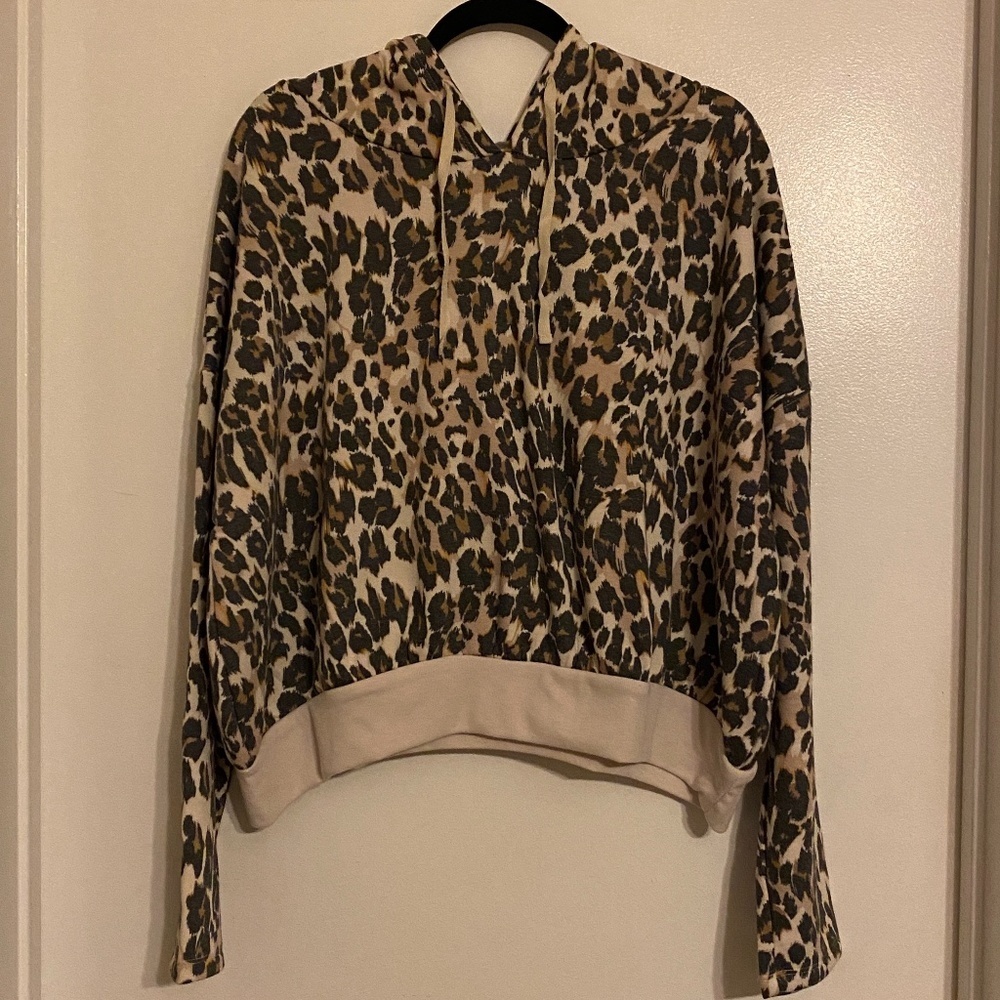 NORDSTROM BP. Leopard Crop Hoodie - Picture 4 of 4